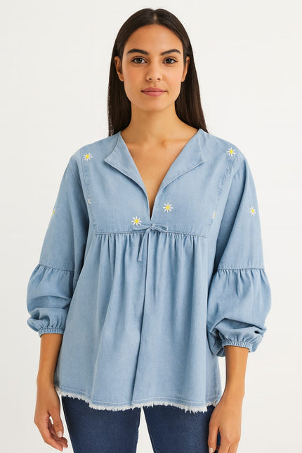 Sun Flower Embroidery Blouse