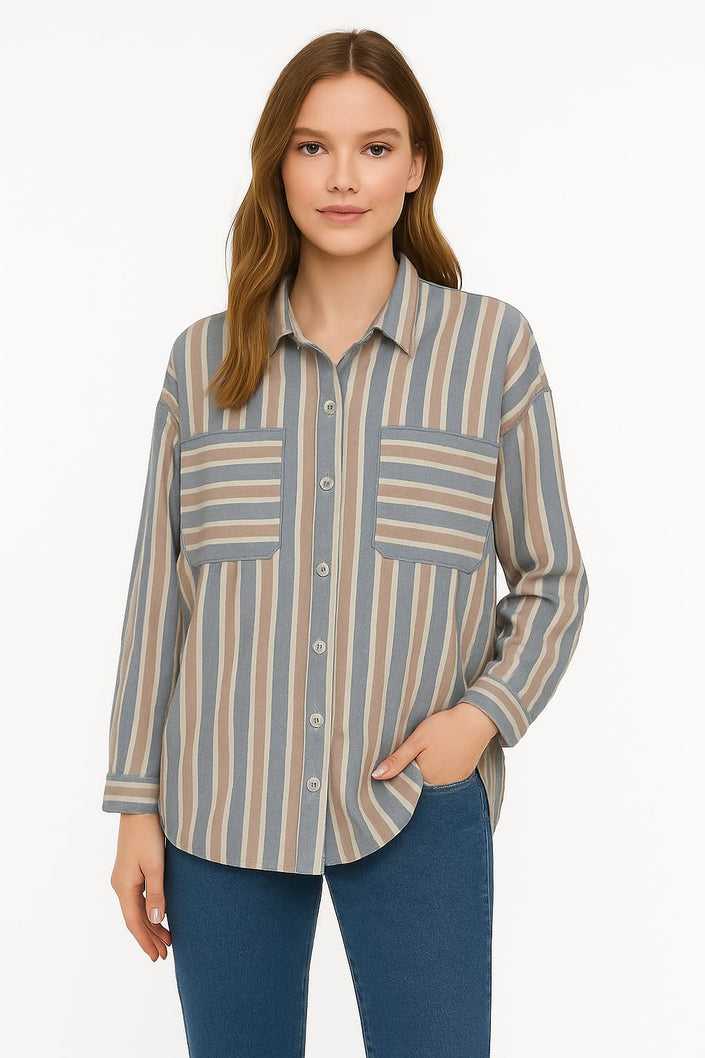 Chemise V Stripe 2 Pocket