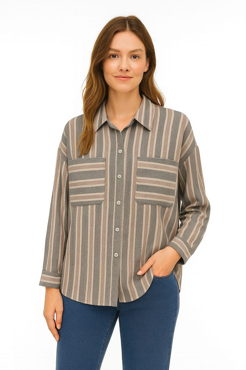 Chemise V Stripe 2 Pocket