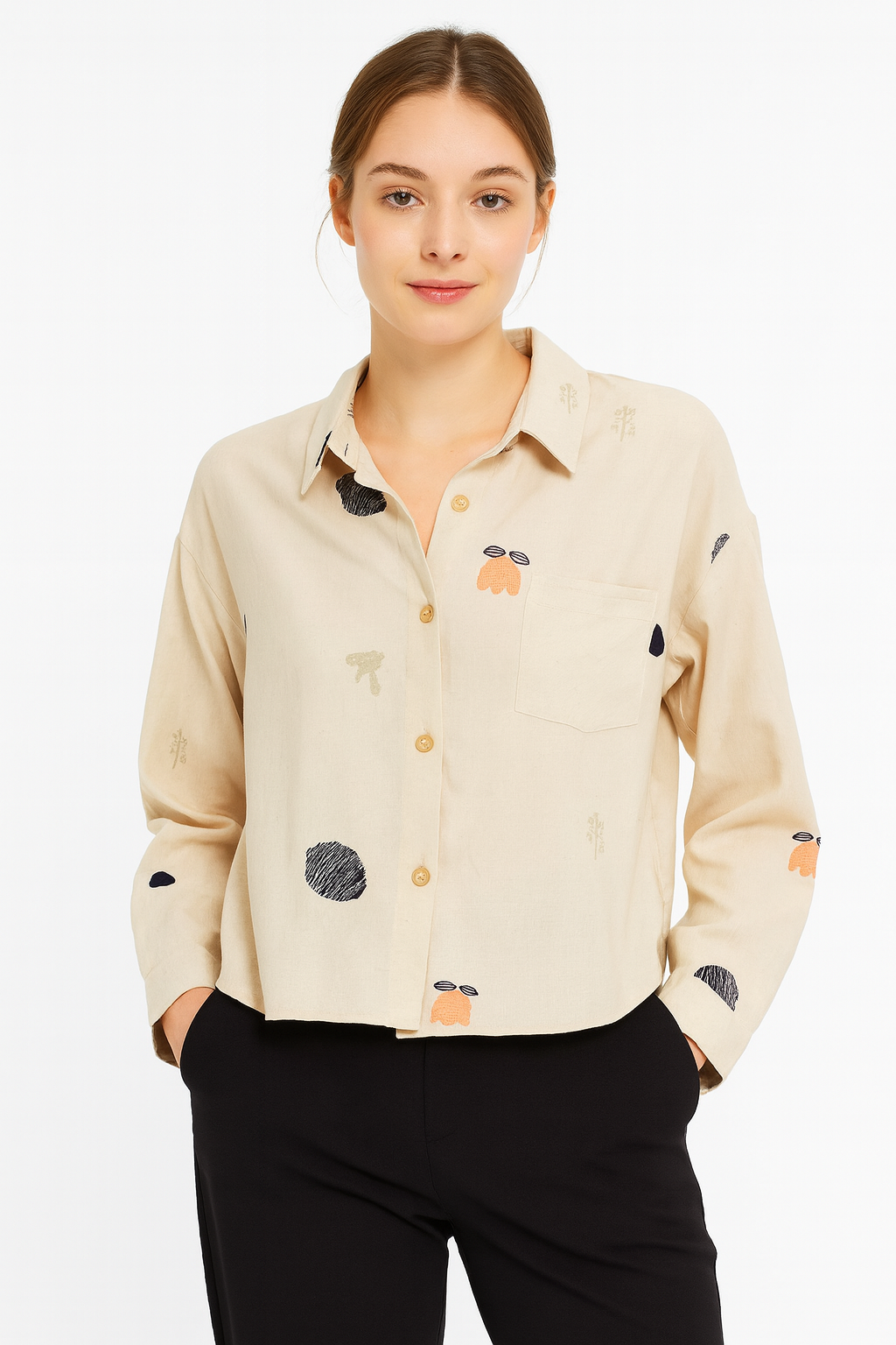 Embroidery Cropprd Chemise