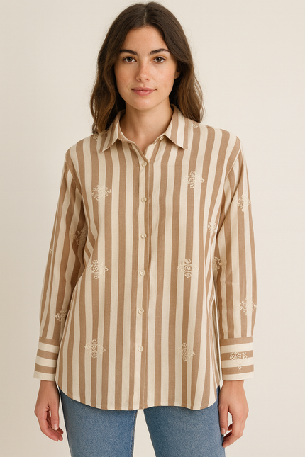 Emprodery Stripped Chemise