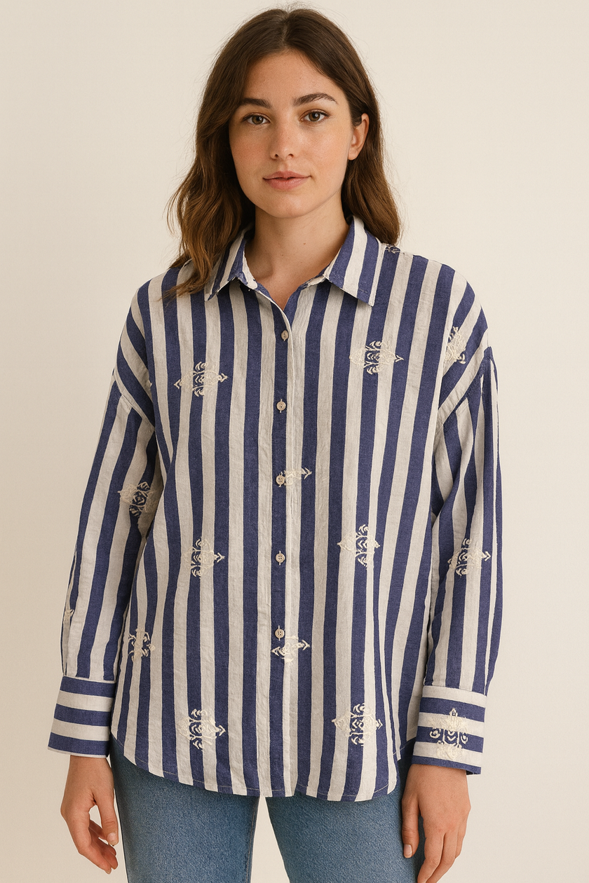 Emprodery Stripped Chemise