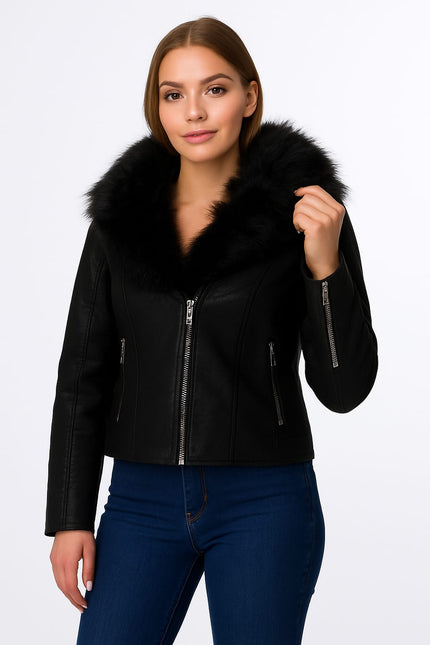 72\210677 Jacket Leather Neck Fur